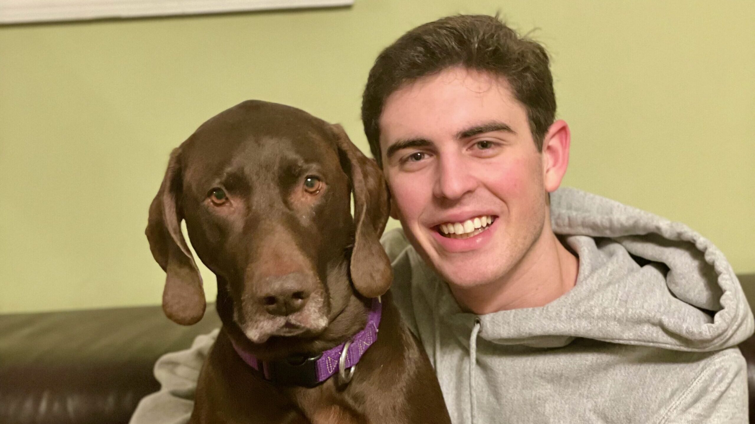 Chase Nussbaum with his dog - Meet First Year Student - Chase Naussbum - Forest Biomaterials NC State University