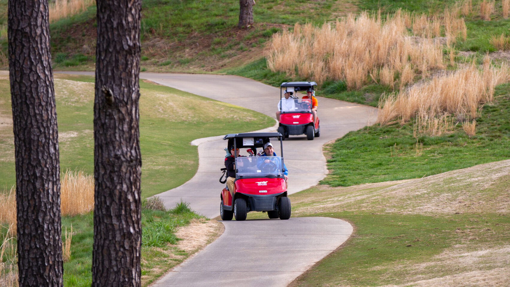 Golf carts driving on the course - 4th Annual Gold Tournament Scores a Hole-In-One - Forest Biomaterials NC State University
