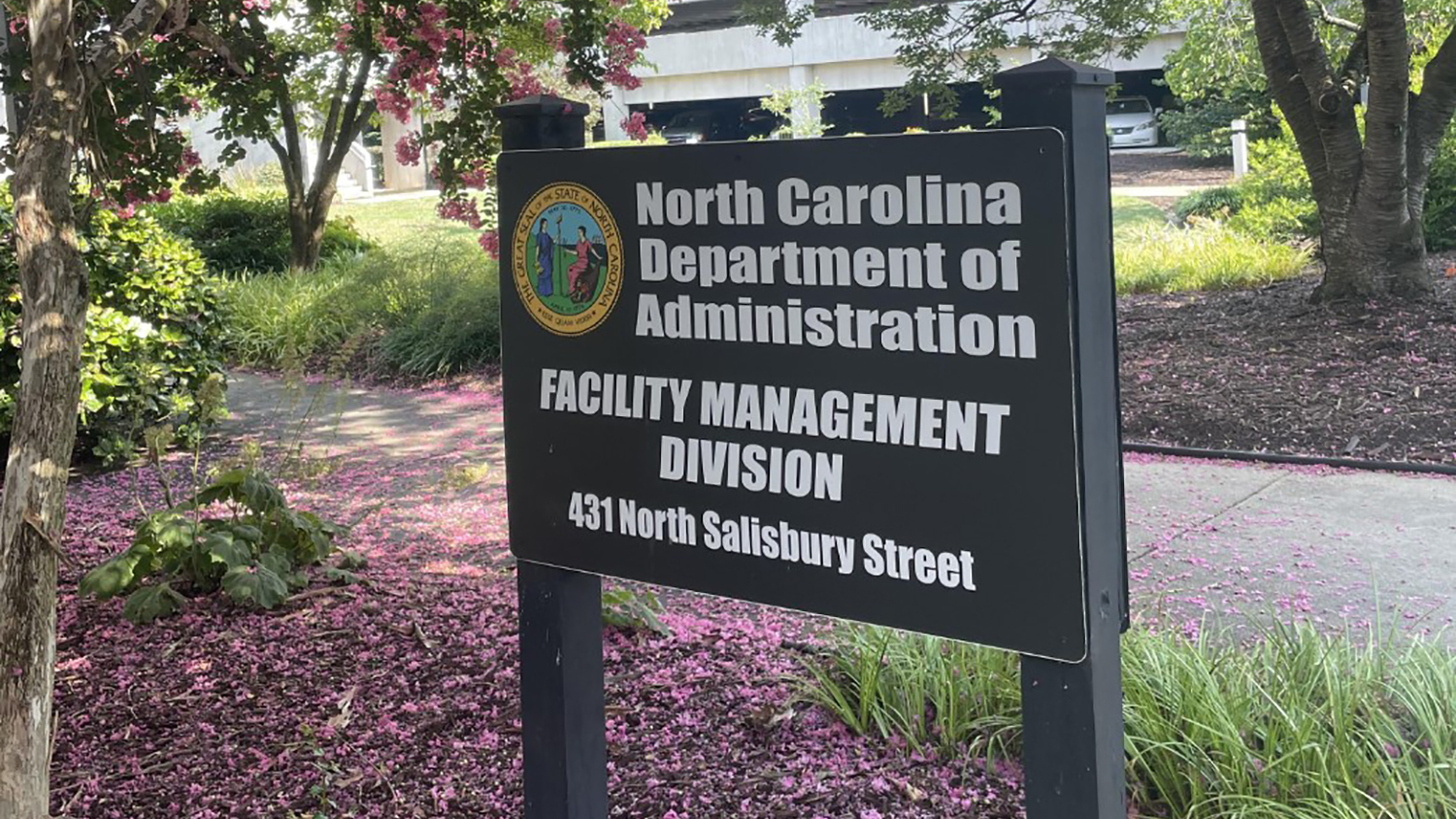 North Carolina Facility Management Division Sign - Haley Pierce: Sustainability with State Government - Forestry and Environmental Resources at NC State University