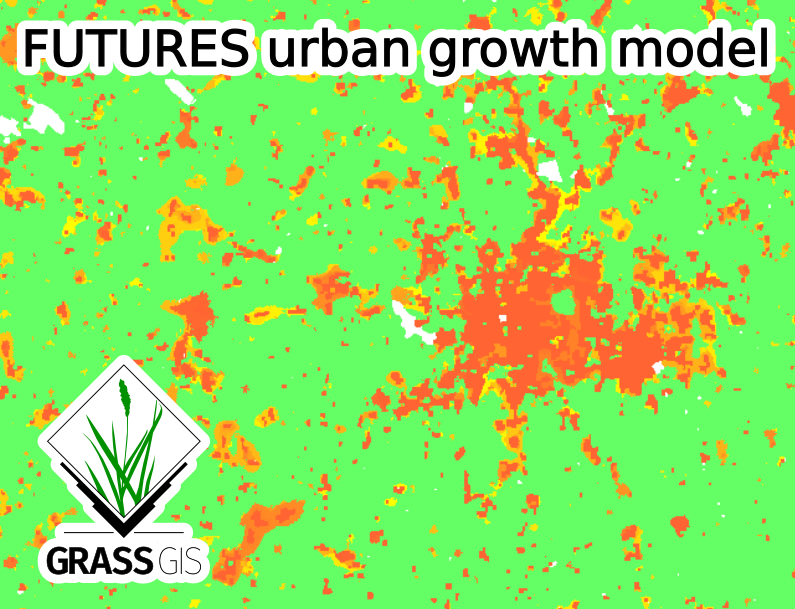 A GrassGIS image of a FUTURES urban growth model