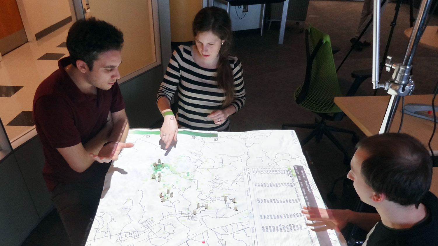 Students collaborating at the North Carolina State University Center for Geospatial Analytics