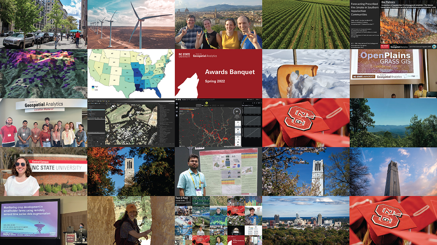 Collage of Images - 2022 Year in Review - Center for Geospatial Analytics at NC State University