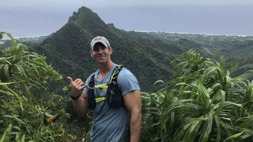 Student hiking in Cook Islands