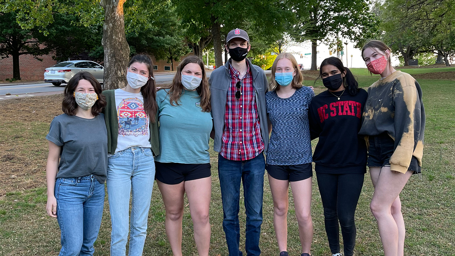 Student pose in a group - First-Year Students Grow to Become Dedicated Engaging Leaders - College of Natural Resources News NC State University