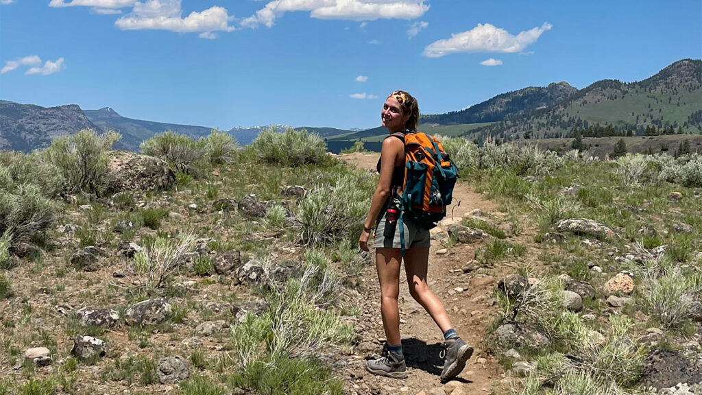 victoria hikes at Yellowstone