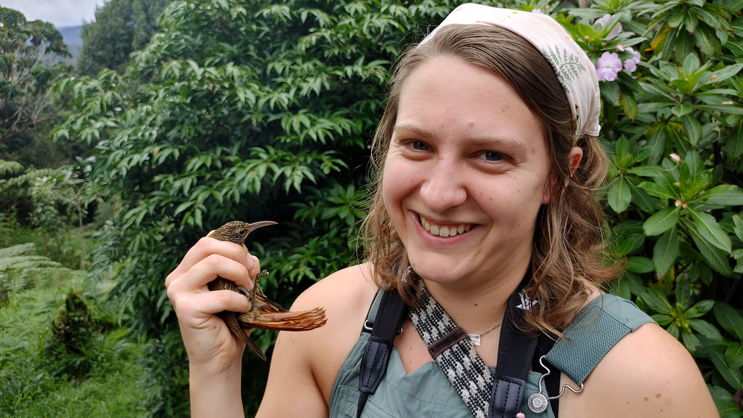 NC State student LP Mancini holds a bird in her hand - From the Andes to the Amazon - College of Natural Resources News - NC State University