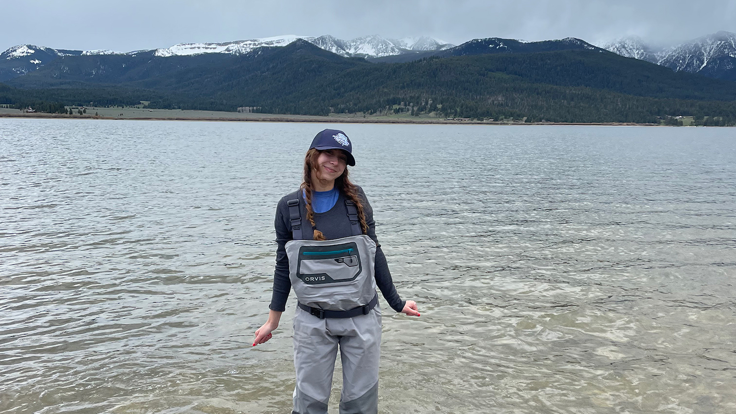 NC State student Tatiana Frontera stands in the Madison River in Montana.