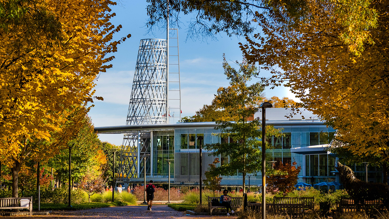 Talley Student Union from a distance - These NC State Students Are Improving On-Campus Sustainability - College of Natural Resources News NC State University