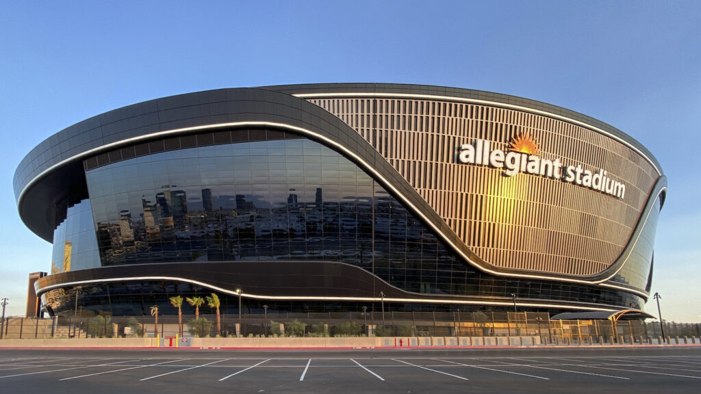 General exterior view of Allegiant Stadium in Las Vegas, Nevada.