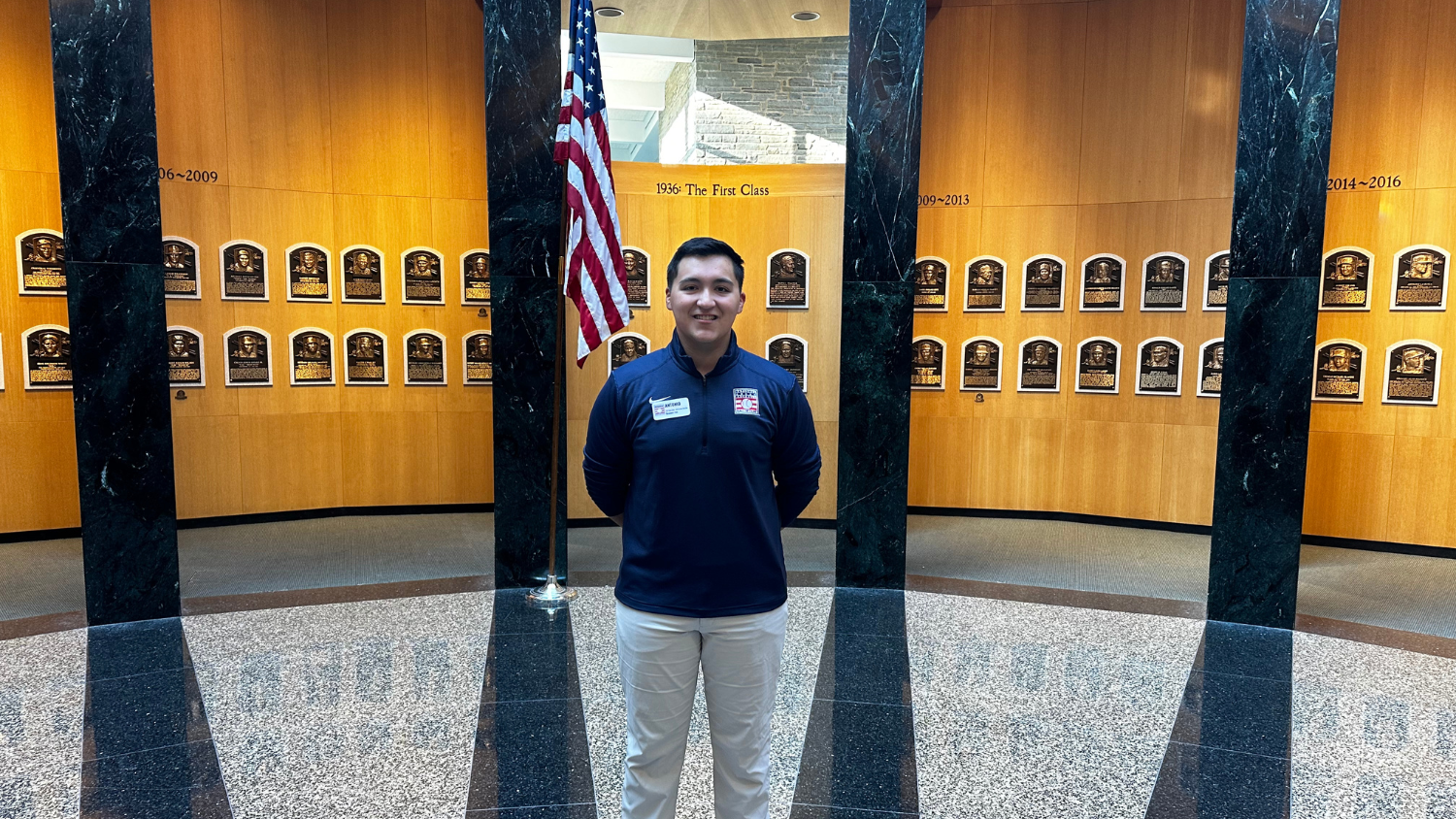 Antonio Jimenez poses in the National Baseball Hall of Fame.