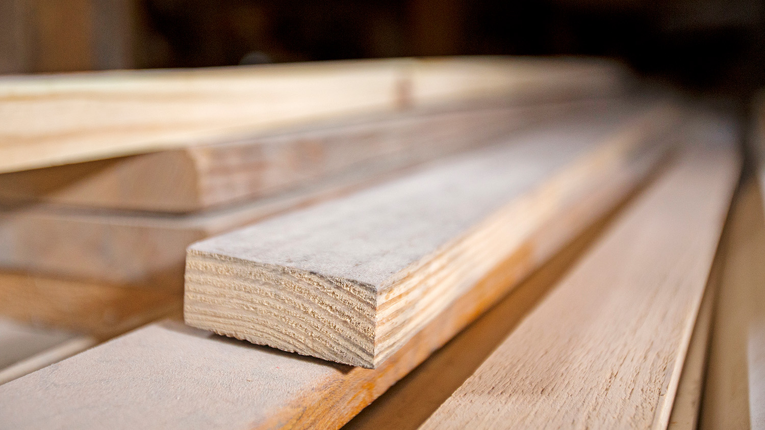 A stack of lumber boards.