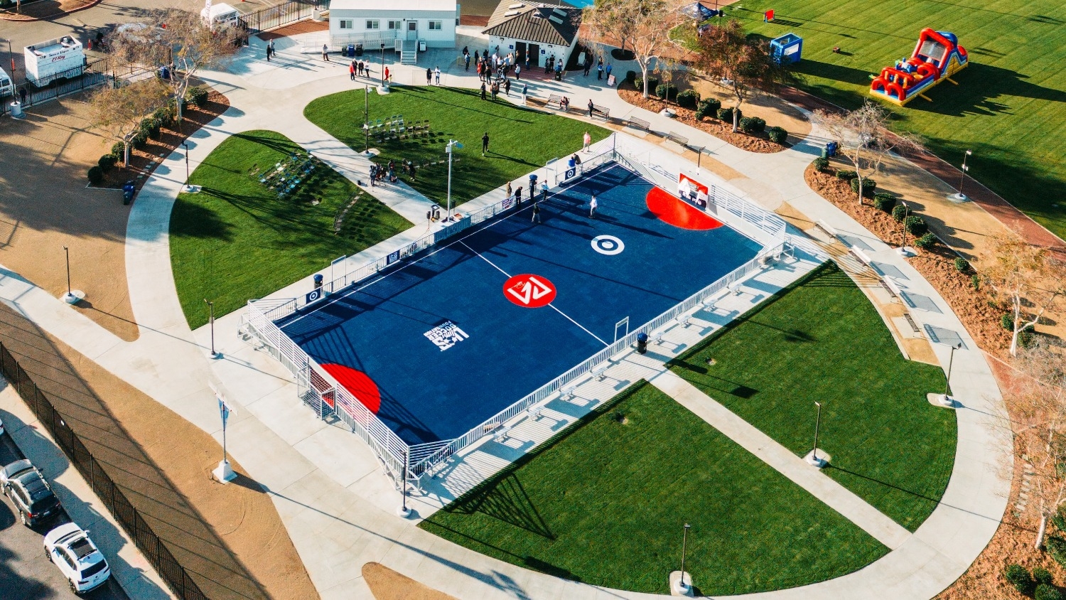 Aerial shot of a mini soccer field. - Mini-Pitches Create Healthier Communities by Offering Safe, Accessible Recreation Spaces - Parks Recreation and Tourism Management NC State University