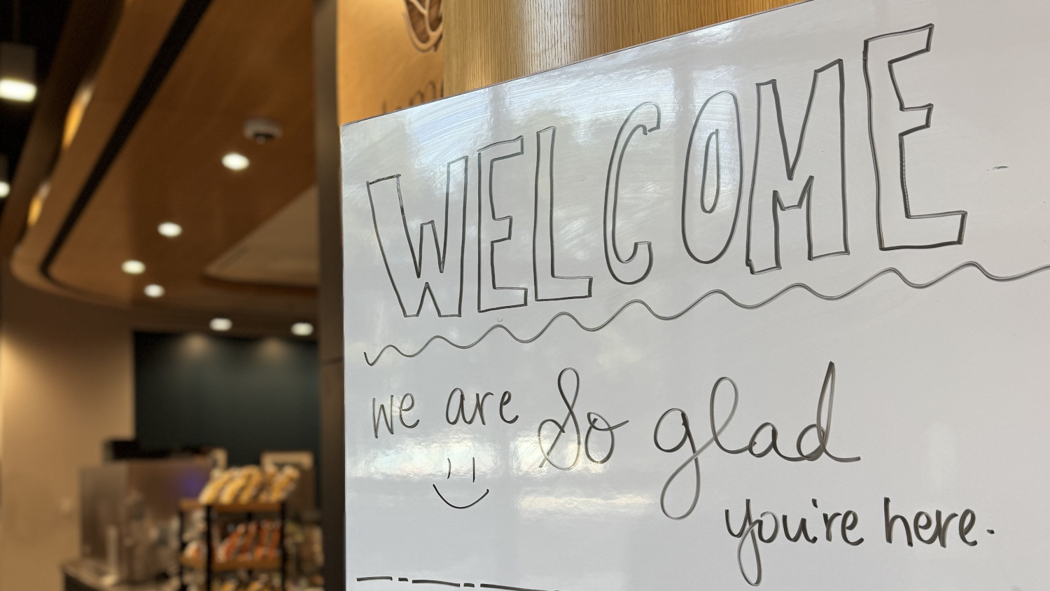 A whiteboard that reads 