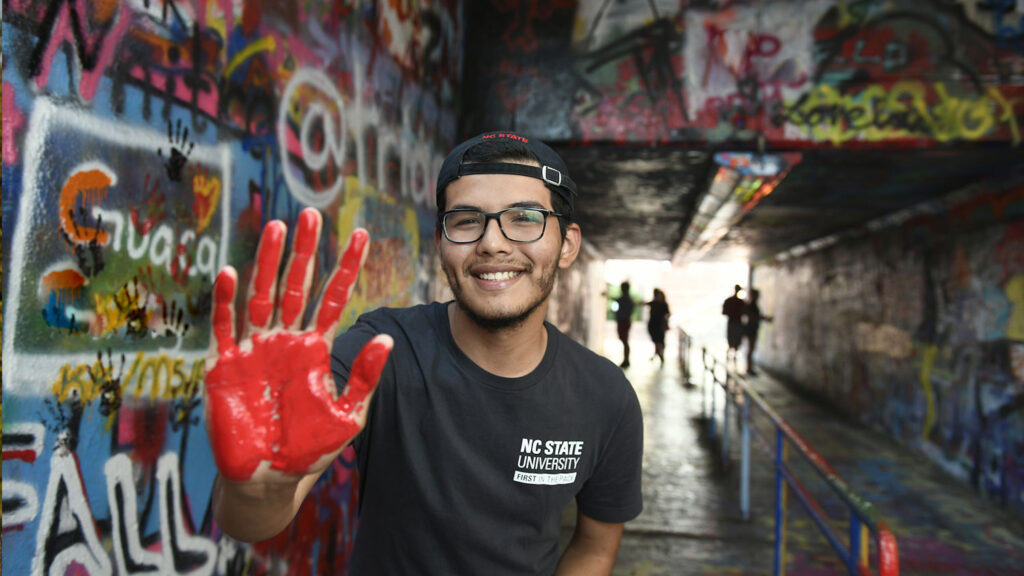 Student in the Free Expression Tunnel at NC State - Media - College of Natural Resources NC State University