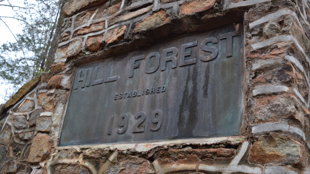 Hill Forest Est 1929 sign